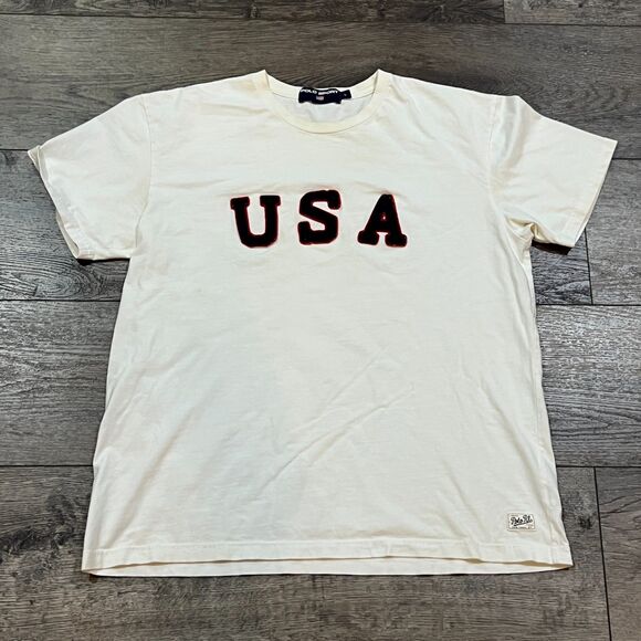 Vintage 90s Ralph Lauren Polo Sport - USA Embroidered Spell Out T-Shirt Large - Picture 1 of 7